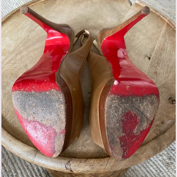 Christian Louboutin Peep Toe Slingback Platform 6" Heel  1" Platform - Picture 7 of 13